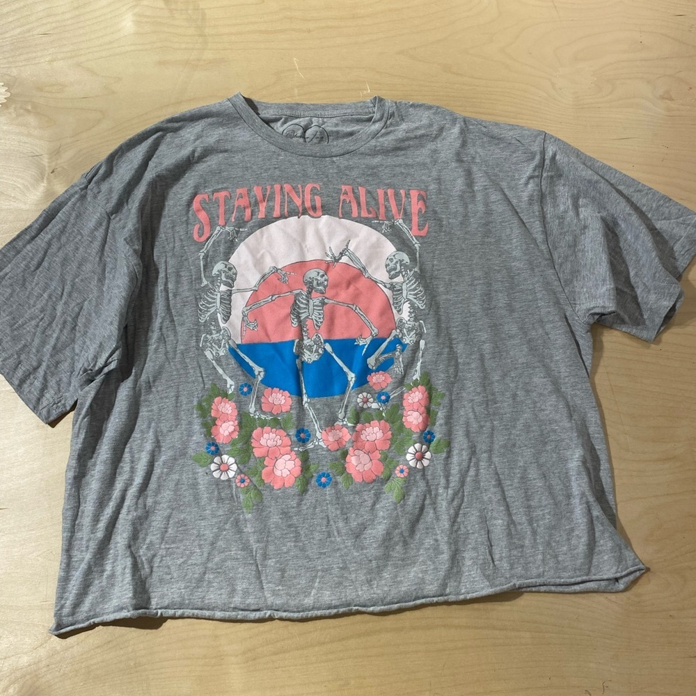 Obsessive Love Gray Graphic Tee with Skeleton Design 3X (DI)